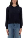 Maison Kitsuné Merino Wool Cardigan With Embroidered Fox Patch