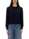Maison Kitsuné Merino Wool Cardigan With Embroidered Fox Patch