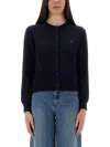 Maison Kitsuné Merino Wool Cardigan With Embroidered Fox Patch