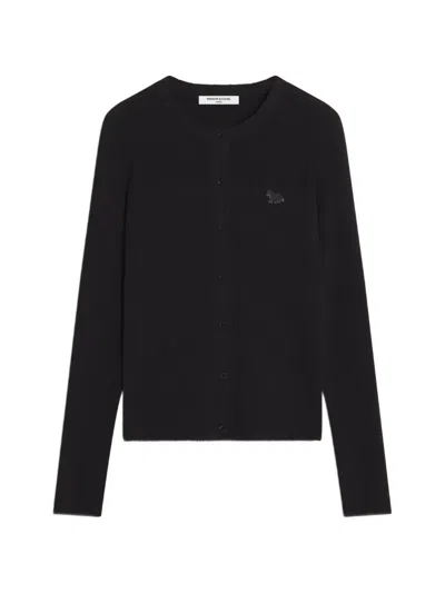 Maison Kitsuné Fox Patch Cardigan In Black