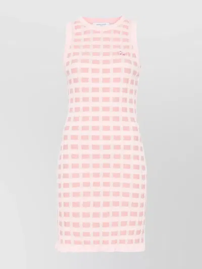 MAISON KITSUNÉ FOX PATCH CHECK MIDI DRESS