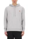 Maison Kitsuné Fox Patch Grey Sweatshirt With Classic Hood In Gray