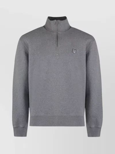 MAISON KITSUNÉ FOX PATCH HIGH COLLAR COTTON SWEATSHIRT