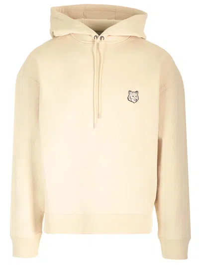 Maison Kitsuné Fox Patch Hoodie In Beige