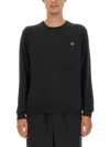 Maison Kitsuné Fox Patch Jersey With Classic Crew Neckline In Black