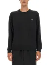 Maison Kitsuné Fox Patch Jersey With Classic Crew Neckline In Black