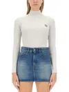 Maison Kitsuné Slim-fit High Neck Jersey In Grey