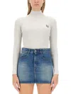 Maison Kitsuné Slim-fit High Neck Jersey In Grey