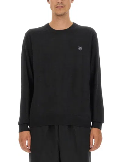 MAISON KITSUNÉ FOX PATCH JERSEY WITH CLASSIC CREW NECKLINE