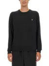 Maison Kitsuné Fox Patch Jersey With Classic Crew Neckline In Black