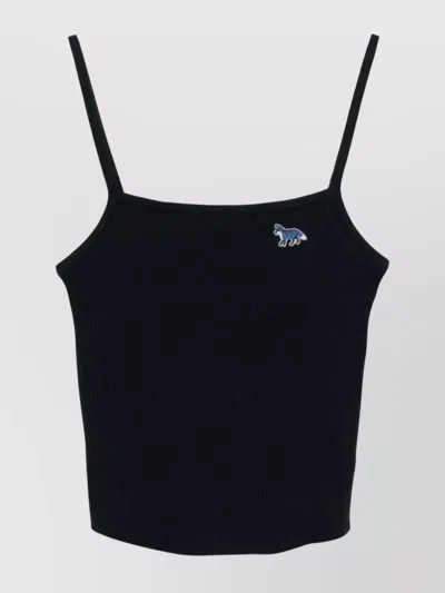 MAISON KITSUNÉ FOX PATCH RIBBED CROPPED TOP