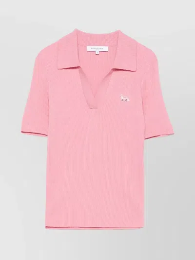 MAISON KITSUNÉ FOX PATCH RIBBED POLO