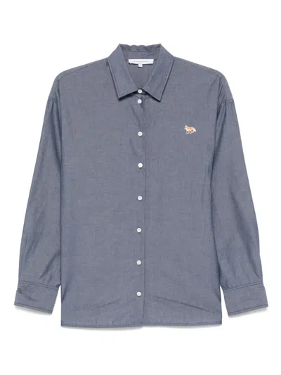 Maison Kitsuné Fox-patch Shirt In Blue