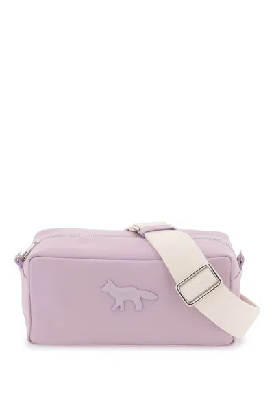 Maison Kitsuné Leather Shoulder Bag In Violet
