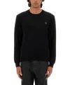 Maison Kitsuné Fox Patch Jersey With Classic Crew Neckline In Black