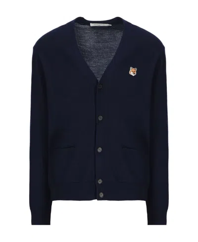 Maison Kitsuné Fox-patch V-neck Cardigan In Black