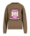 Maison Kitsuné "college Fox" Crew Neck Sweatshirt In Brown