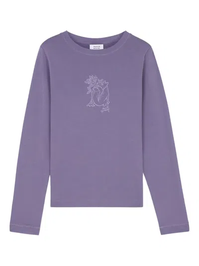 Maison Kitsuné Fox Print Long-sleeve Sweatshirt In Purple