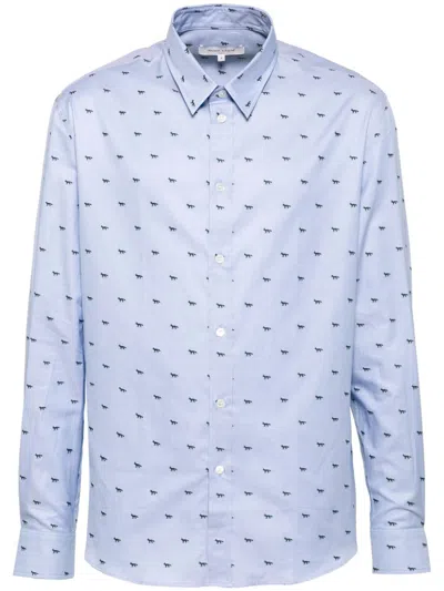Maison Kitsuné Fox-print Shirt In Blue