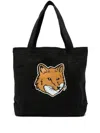 Maison Kitsuné Black Fox Head Tote In Black