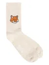 Maison Kitsuné Fox Head Embroidered Mid-calf Socks In Nude