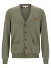 Maison Kitsuné Fox-head Patch Pocket Cardigan In Gray