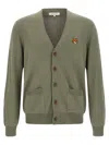 Maison Kitsuné Fox-head Patch Pocket Cardigan In Green