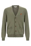 Maison Kitsuné Fox-head Patch Pocket Cardigan In Green