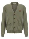 Maison Kitsuné Fox-head Patch Pocket Cardigan In Green