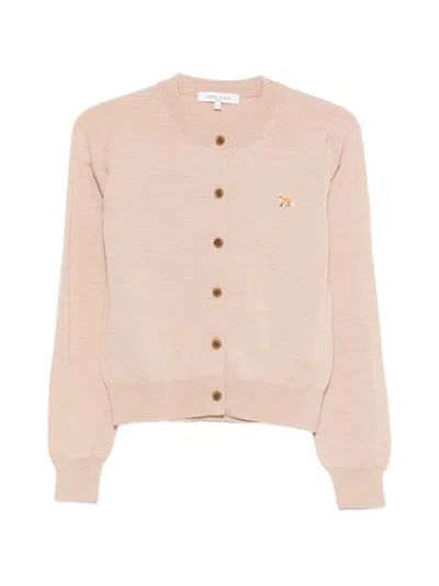 Maison Kitsuné Fox-embroidered Button Cardigan In Pink