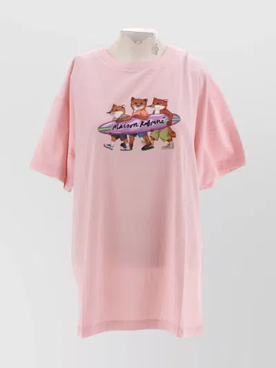 Maison Kitsuné Foxes Surfing Tee-shirt Relaxed In Pink