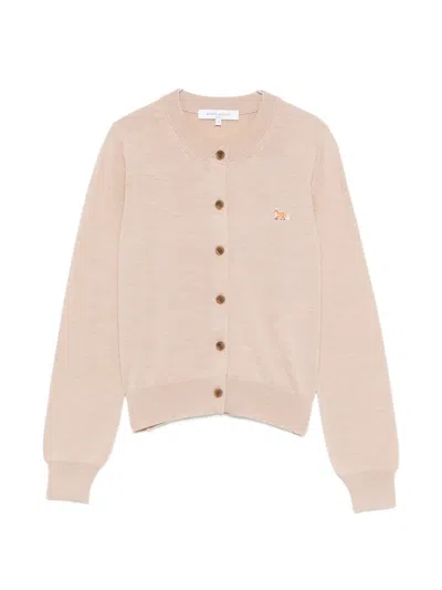 Maison Kitsuné Fox-patch Round-neck Cardigan In Neutral