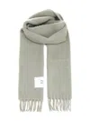 Maison Kitsuné Green Soft Fabric Scarf With Versatile Rectangular Shape In Gray