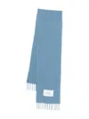 Maison Kitsuné Fringed Logo-patch Scarf In Blue