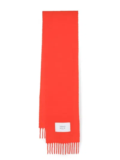 Maison Kitsuné Fringed Scarf In Red