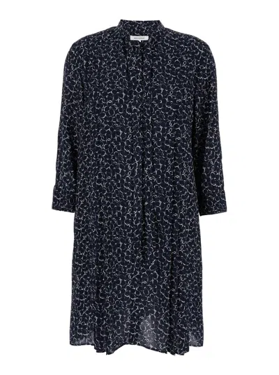 Maison Kitsuné Front Pleats Short Dress In Blu