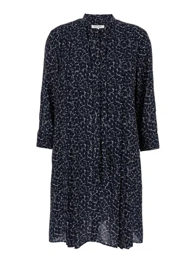 Maison Kitsuné Blu Pleated Mini Dress In Viscose Woman In Blue
