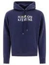 Maison Kitsuné Cotton Sweatshirt With Logo And Embroidery In Navy