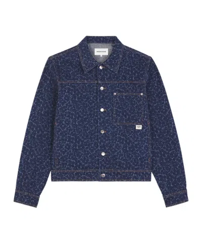 Maison Kitsuné Geometric-patterned Denim Jacket In Blue