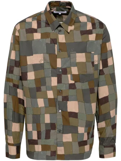 Maison Kitsuné Geometric-print Shirt In Brown