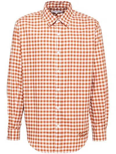 Maison Kitsuné Gingham-check Shirt In Orange