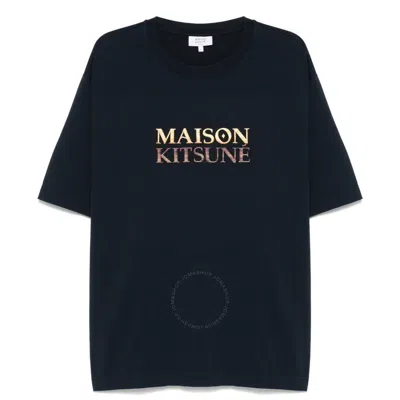 Maison Kitsuné Maison Kitsune Gradient Logo Oversized T-shirt In Blue