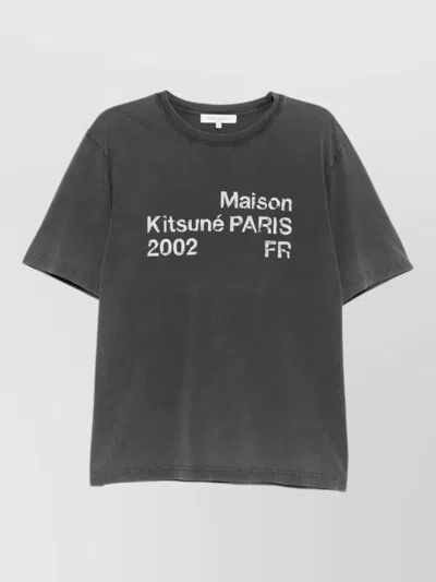 Maison Kitsuné Graphic Nylon Silk T-shirt Round Neck In Black