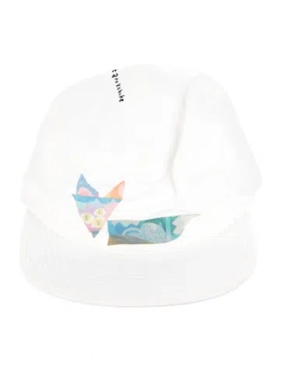 Pre-owned Maison Kitsuné Graphic Print Baseball Hat W/tags In White