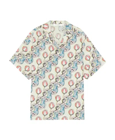Maison Kitsuné Graphic-print Cotton Shirt In White