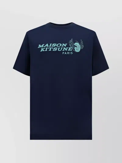 Maison Kitsuné Graphic Print Cotton T-shirt In Blue