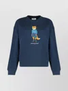 Maison Kitsuné Graphic Print Crew Neck Cotton Sweatshirt In Blue