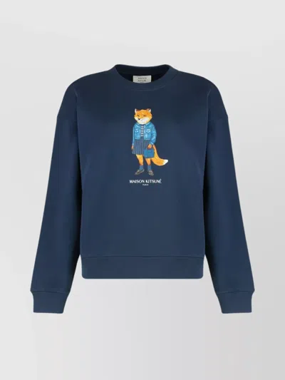MAISON KITSUNÉ GRAPHIC PRINT CREW NECK COTTON SWEATSHIRT