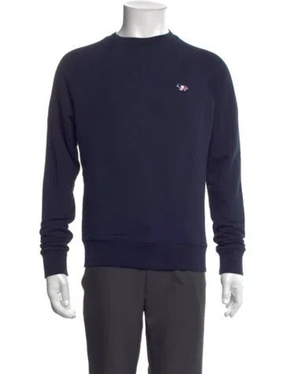 Pre-owned Maison Kitsuné Graphic Print Crew Neck Pullover In Blue