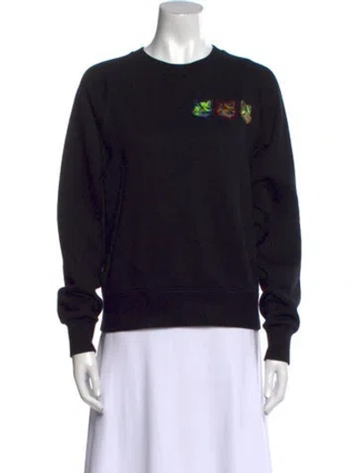 Pre-owned Maison Kitsuné Graphic Print Crew Neck Sweater In Black